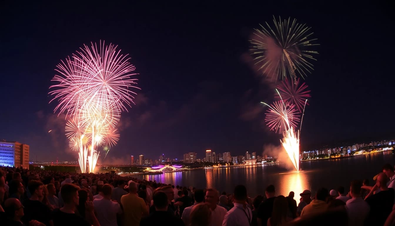 Enjoy vibrant fireworks display illuminating the night sky for celebrations across the UK.