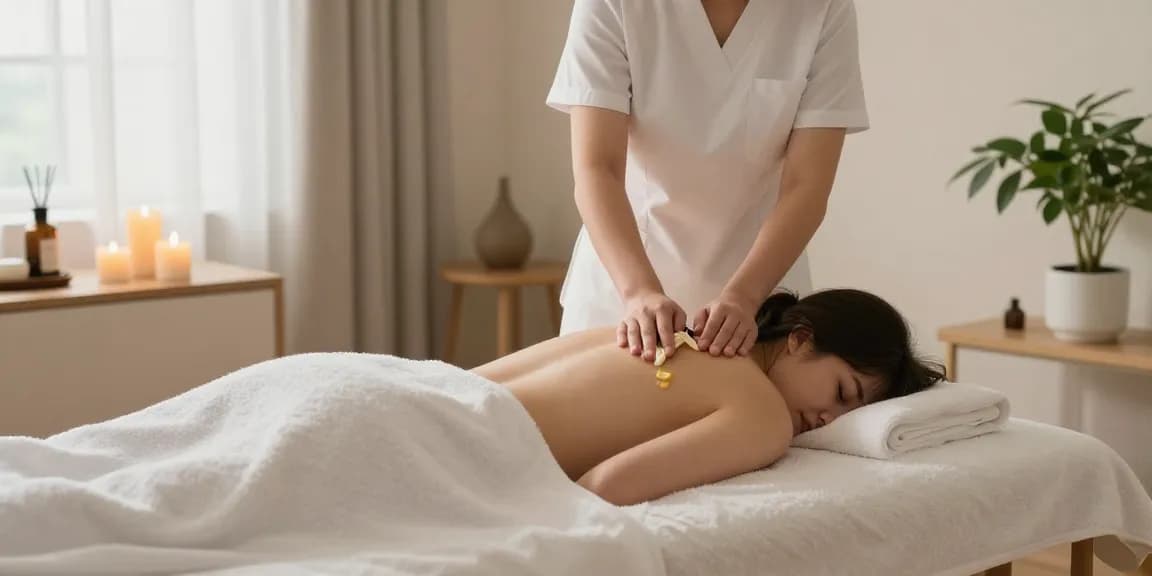 노원출장마사지 services setup in a calming home spa environment with soothing massage oils and soft lighting.