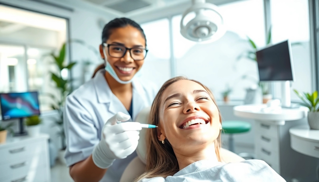 Bright dental clinic scene showcasing a smiling patient at newsmilelife dental treatment.