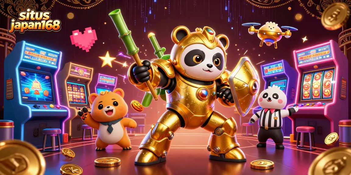 Experience stunning gameplay with situs japan168 as a golden panda battles in an arcade-like casino.