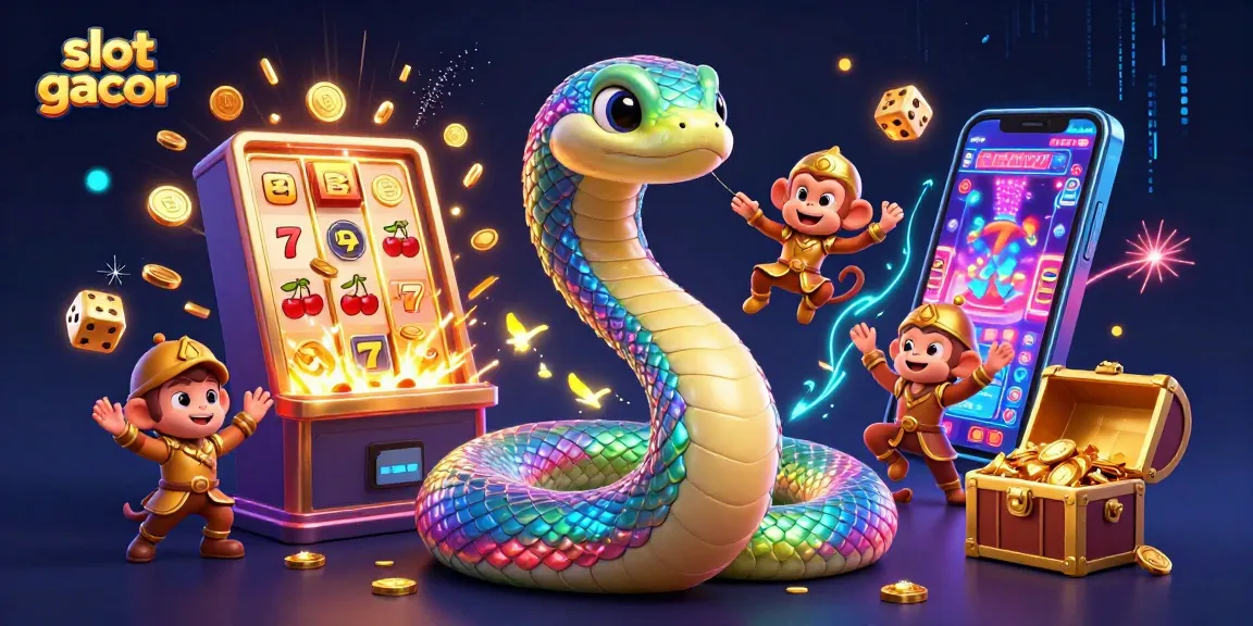 Experience the thrill of slot gacor jackpots with vibrant characters and exciting casino elements in an enchanting scene.