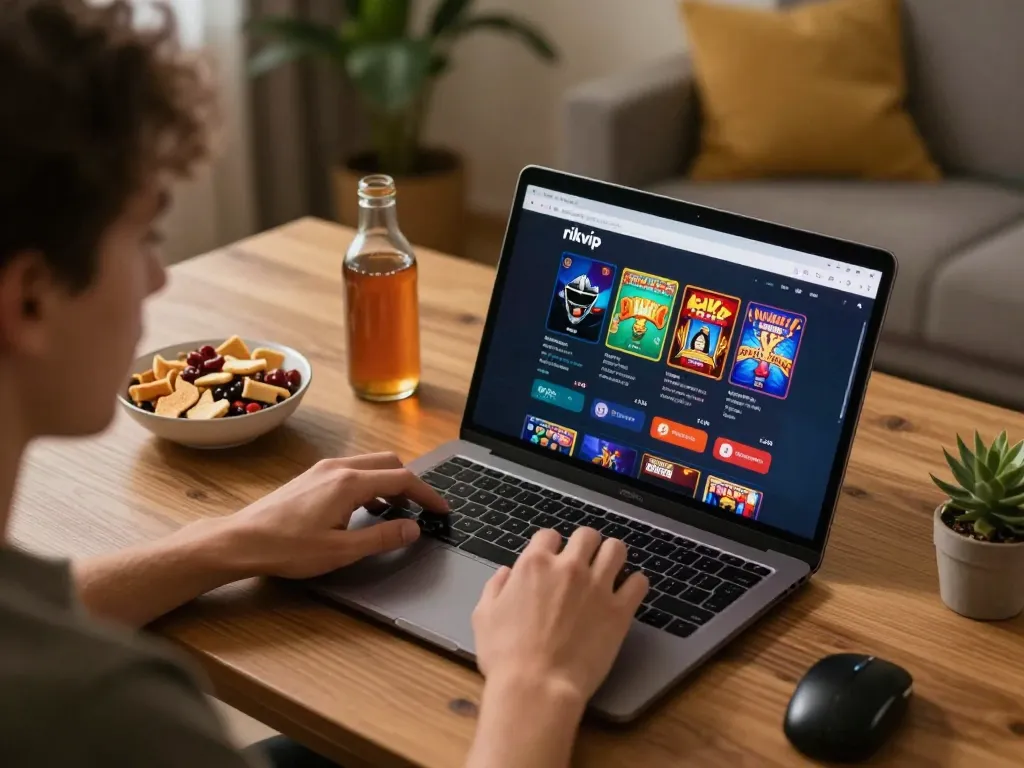 Player enjoying an engaging experience on rikvip with poker and slots displayed on laptop at home