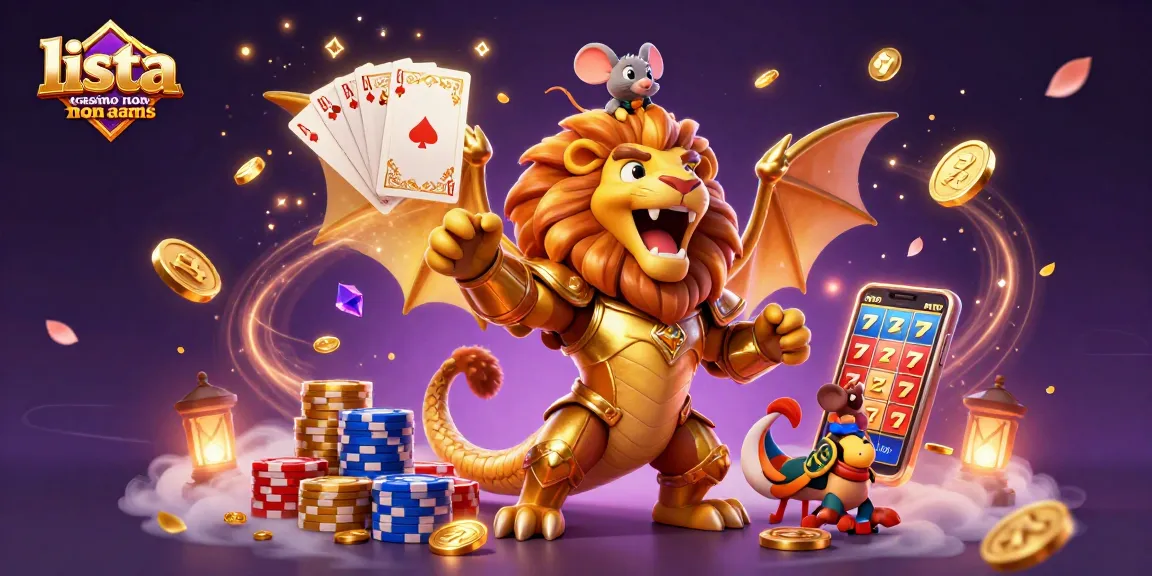Interagisci con lista casino non aams in un'illustrazione 3D vibrante di una creatura chimera con monete d'oro.
