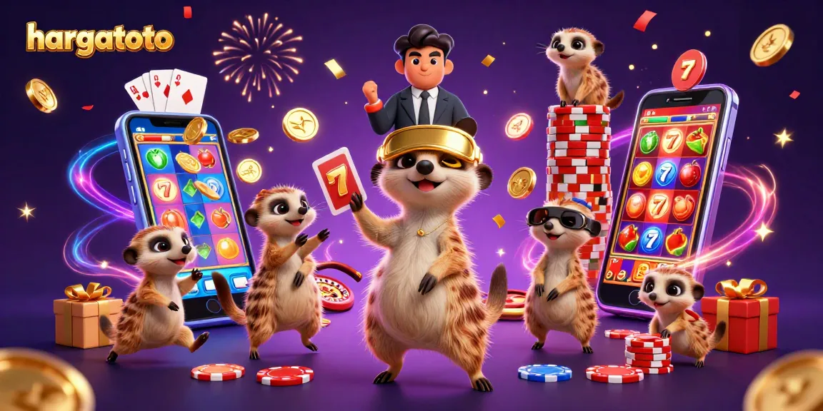 Engage in thrilling games with hargatoto at a lively meerkat casino scene packed with excitement.