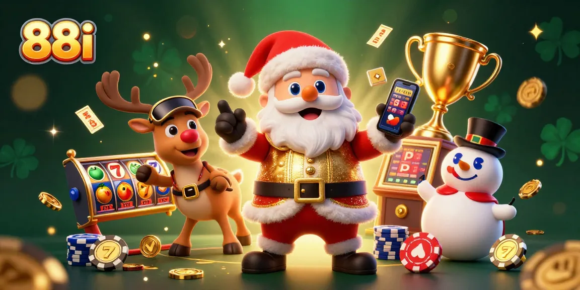 Join 88i’s festive gaming scene with Santa, sports elements, and jackpot excitement!