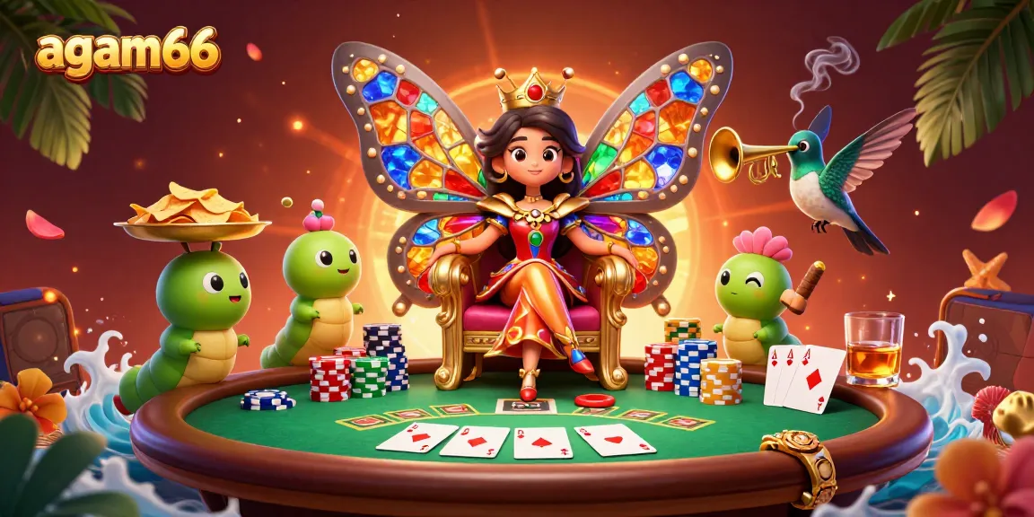 Experience the dynamic action of gambling at agam66 with poker elements and vibrant characters.