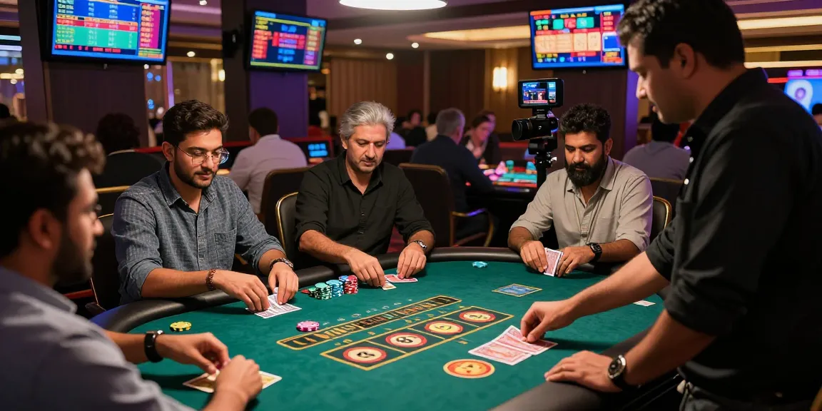 Exciting scene of players experiencing andar bahar king at a live casino, showcasing real dealers and immersive atmosphere.