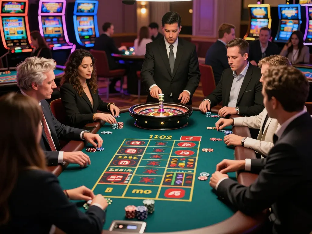 Join the excitement at vivu88 roulette tables with players engaged in thrilling gameplay and vibrant atmosphere.