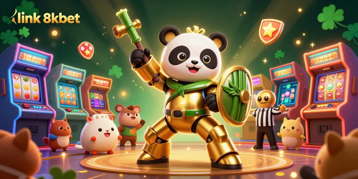 Experience the excitement of link 8xbet with vibrant casino visuals of slot machines and dynamic characters.