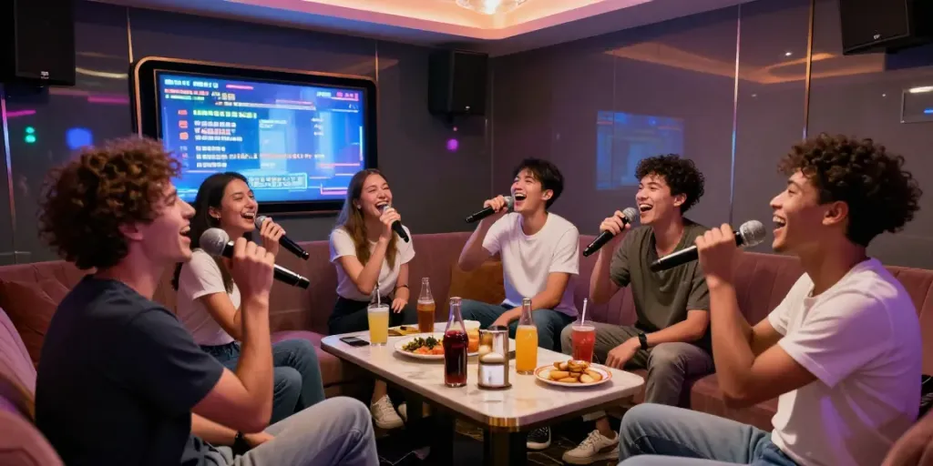 강남도파민에서 친구들과 즐거운 시간을 보내는 모습