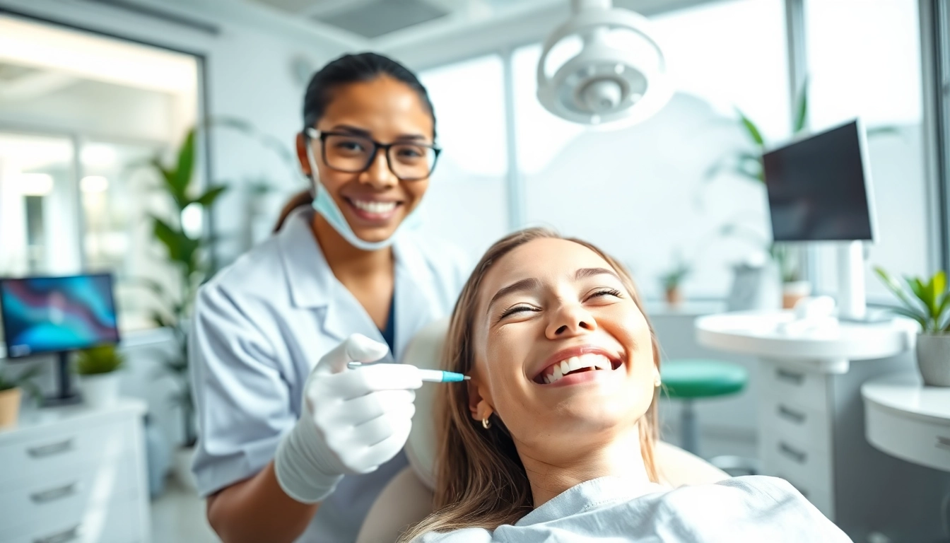 Bright dental clinic scene showcasing a smiling patient at newsmilelife dental treatment.