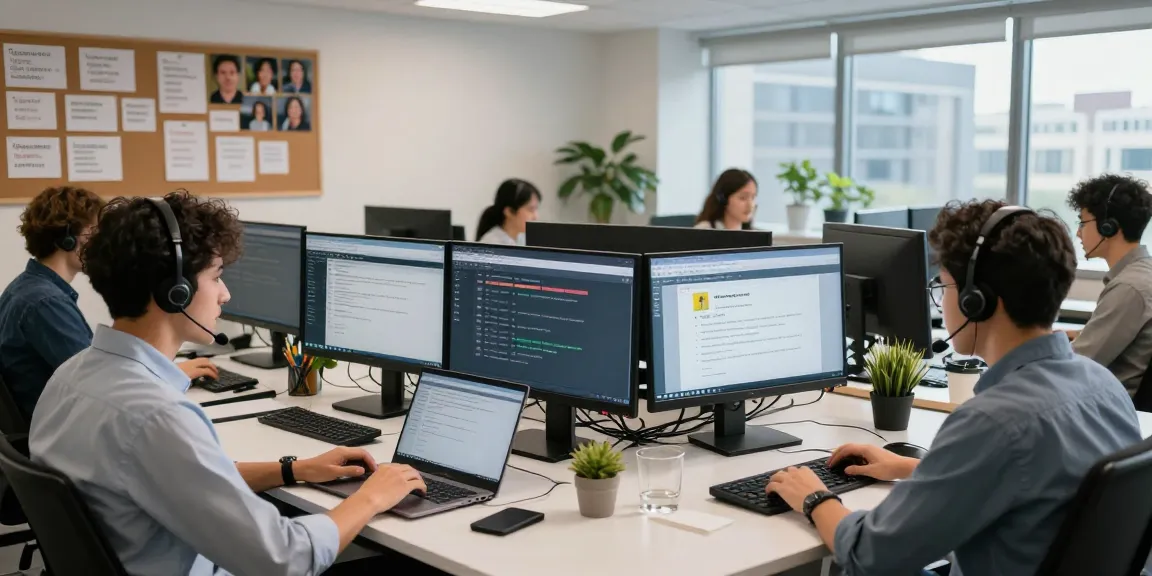 Customer support team assisting users with Telus-Technical-Support in a vibrant tech workspace