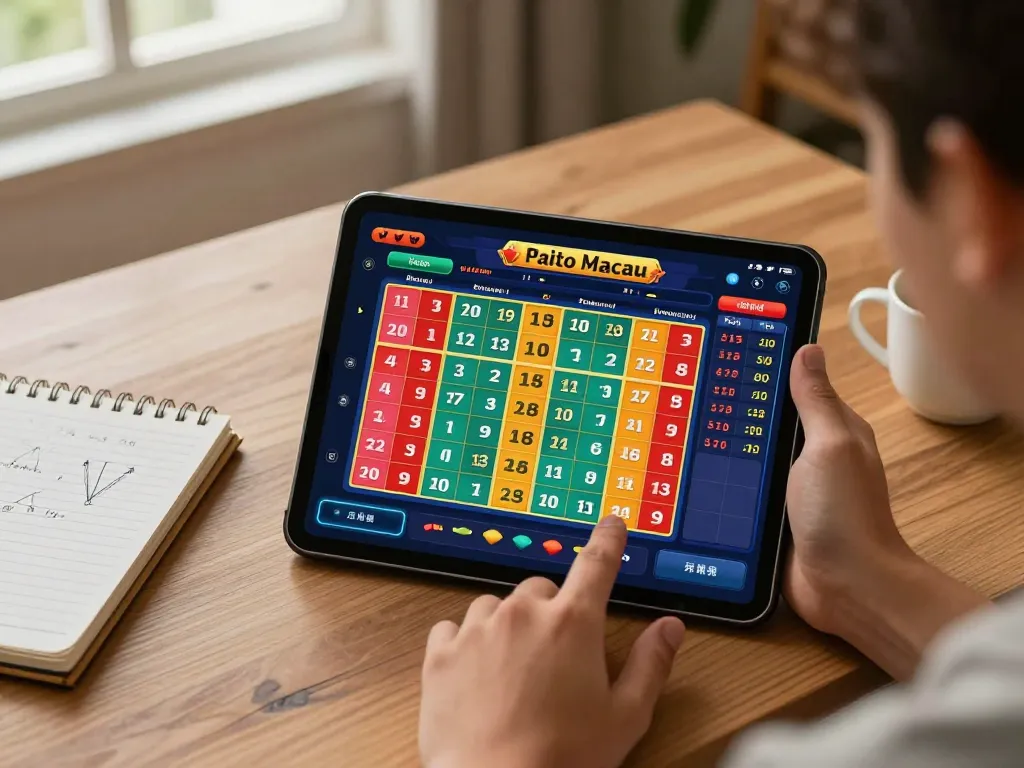 Paito macau online betting experience showcasing vibrant gameplay on a tablet.