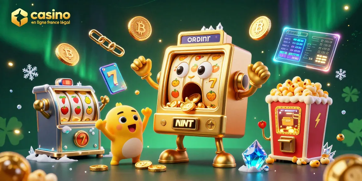 Jouez sur un casino en ligne légal en France avec des machines à sous animées et des pièces d'or scintillantes.