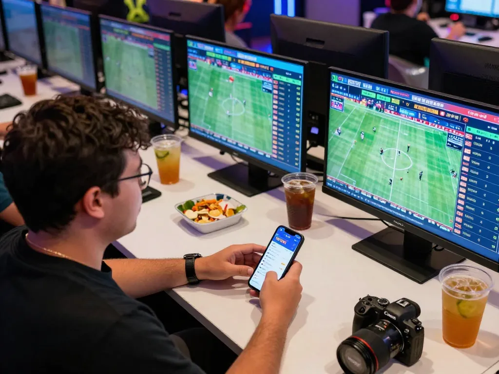 Engaged player placing bets on the TG88 mobile app while watching live sports.
