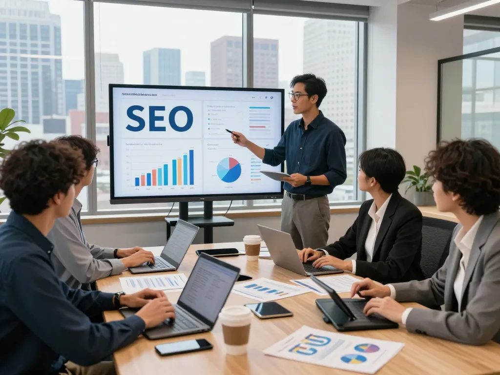 SEO marketing team collaborating in modern NYC office for Best SEO Company NYC.