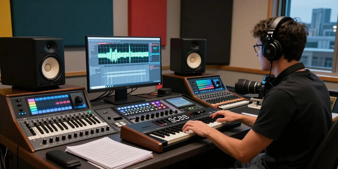 Audio engineer using SC88 synthesizer in a professional studio for innovative sound design.
