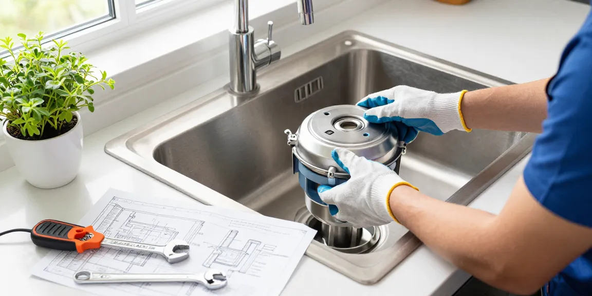 Garbage Disposal Installation in a modern kitchen by a professional technician ensuring secure and safe setup.