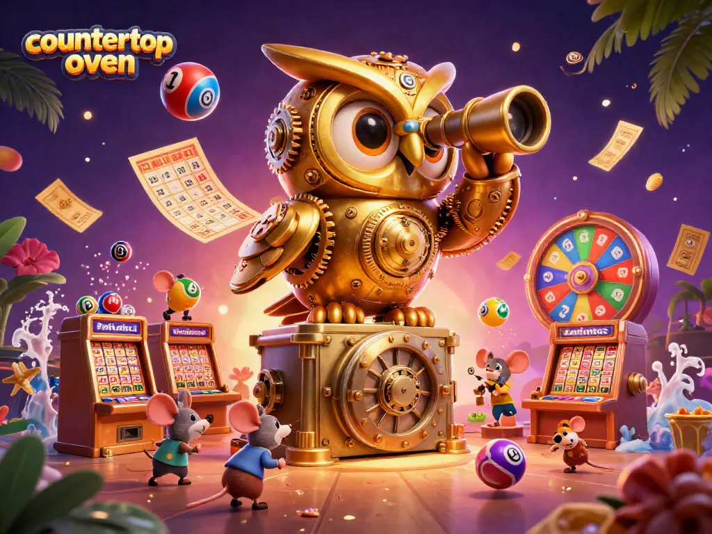 Engage with the countertop oven scene amid vibrant casino elements, highlighting thrilling gameplay moments.