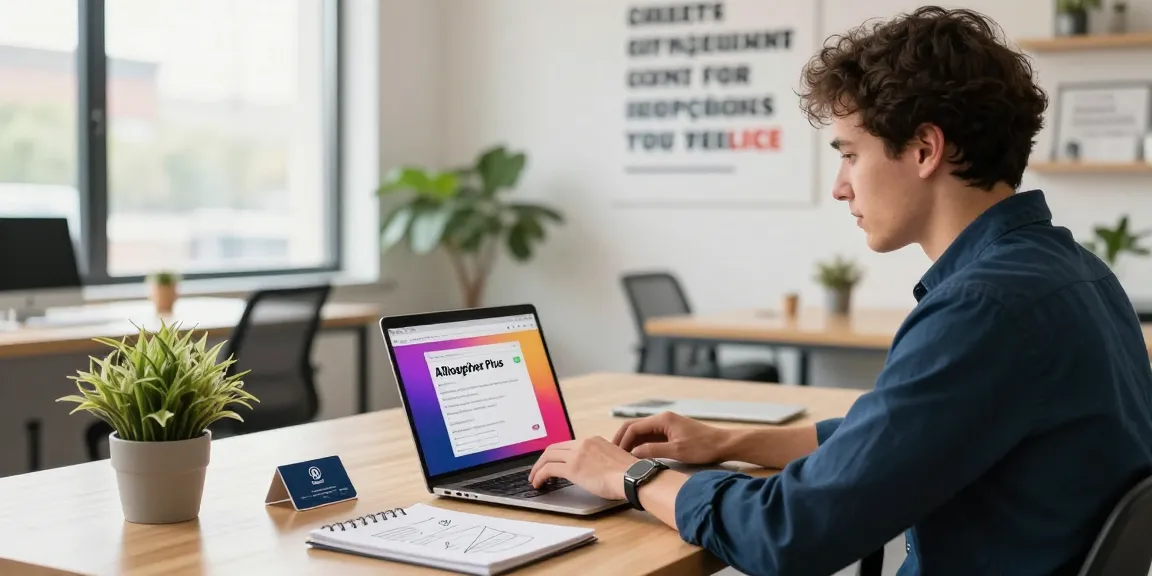 Promote your servises startups with a self-employed professional working in a modern co-working space.