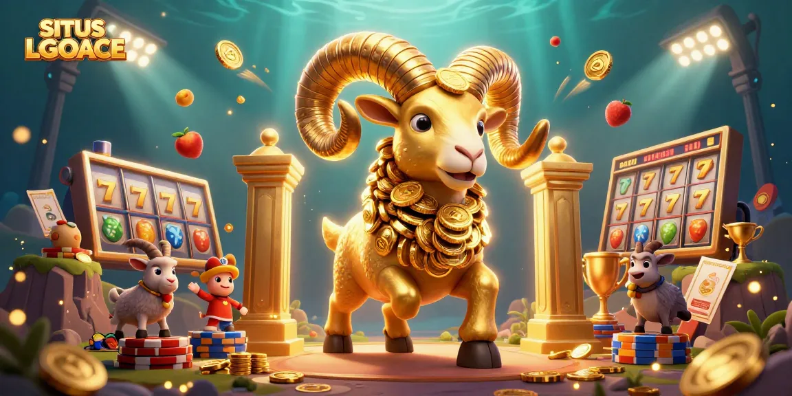 Experience excitement with SITUS LGOACE, featuring a golden ram charging through dynamic slot elements.