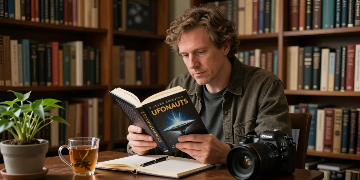 Explore T Allen Greenfield's insights on spirituality and UFO phenomena at https://tallengreenfield.com in a cozy library setting.