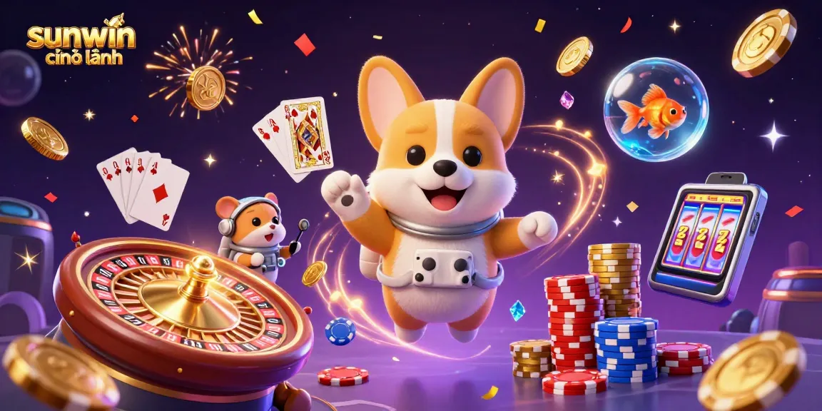 Experience the thrill of gaming at sunwin chính hãng with vibrant casino elements in a cosmic setting.