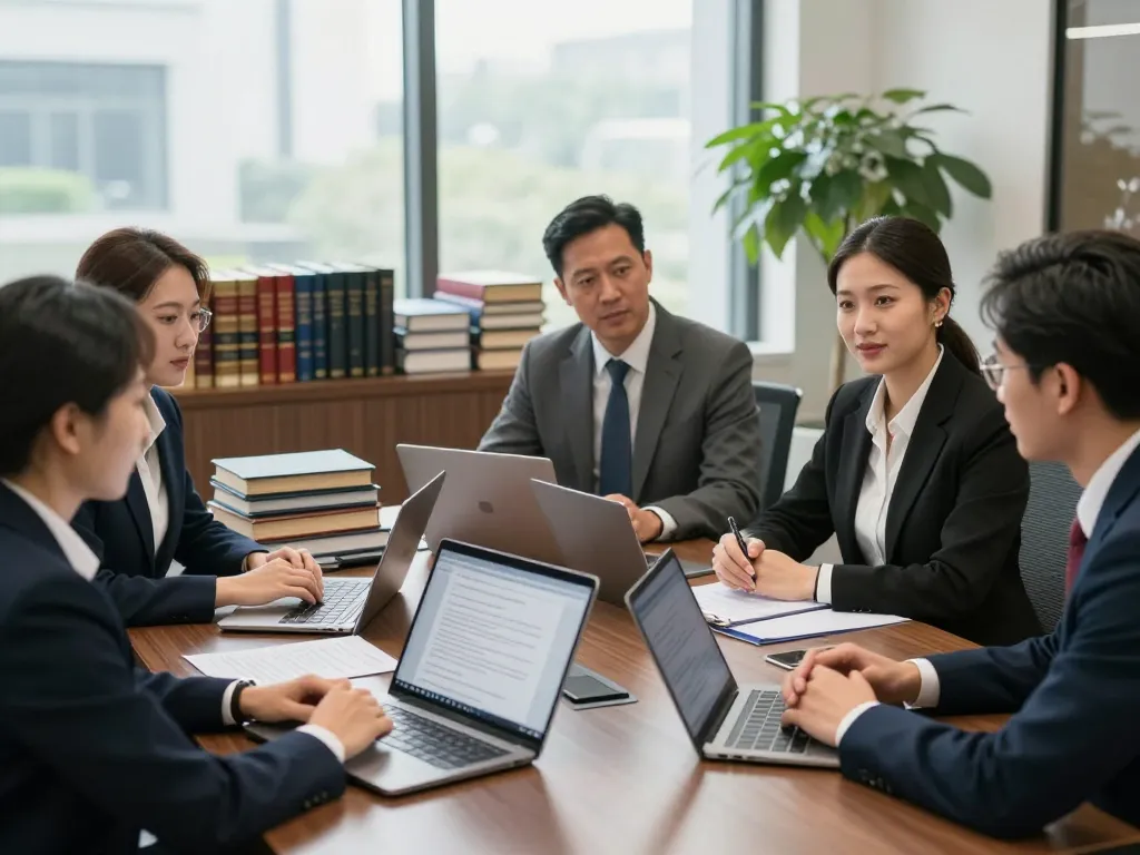 USA legal experts collaborating in a modern law office setting.