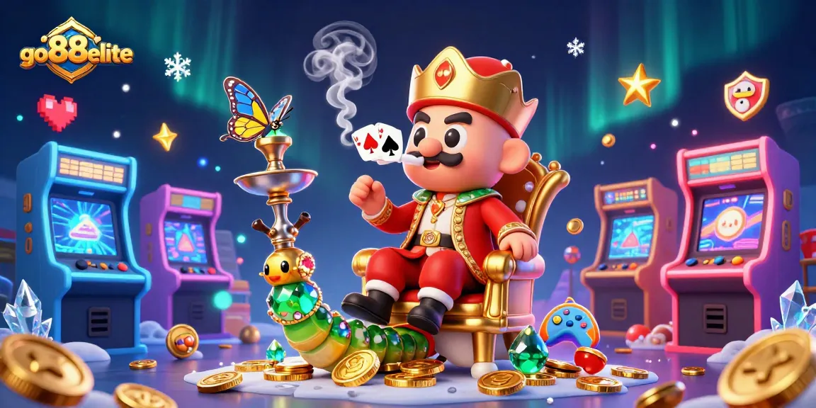 Enjoy the thrilling world of go88elite with vibrant colors and playful elements in this 3D cartoon casino illustration.
