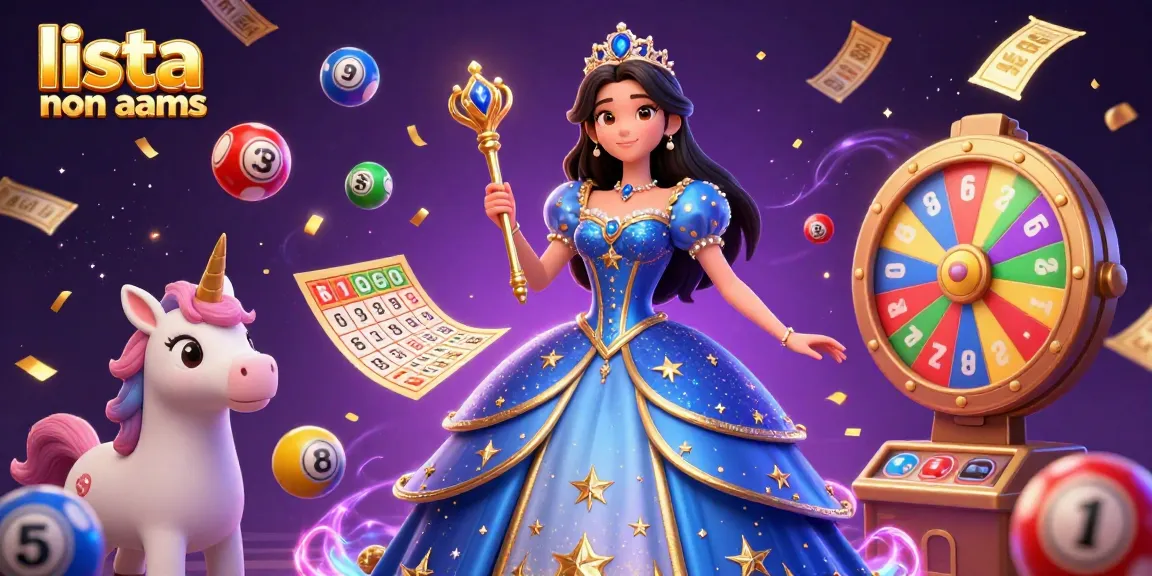 Illustrazione coinvolgente che mostra lista casino non aams con elementi di lotteria vibranti e un personaggio regale in mezzo a dinamiche attività da casinò.
