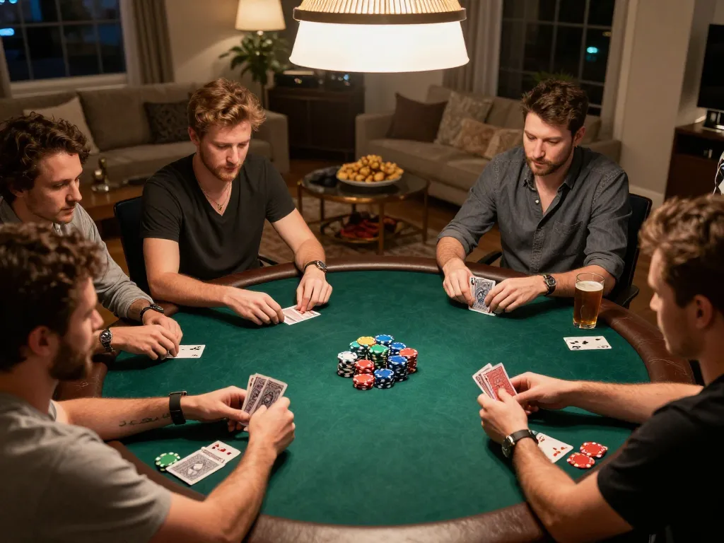 players enjoying a lively game night for rik vip poker, showcasing an engaging atmosphere and strategic gameplay
