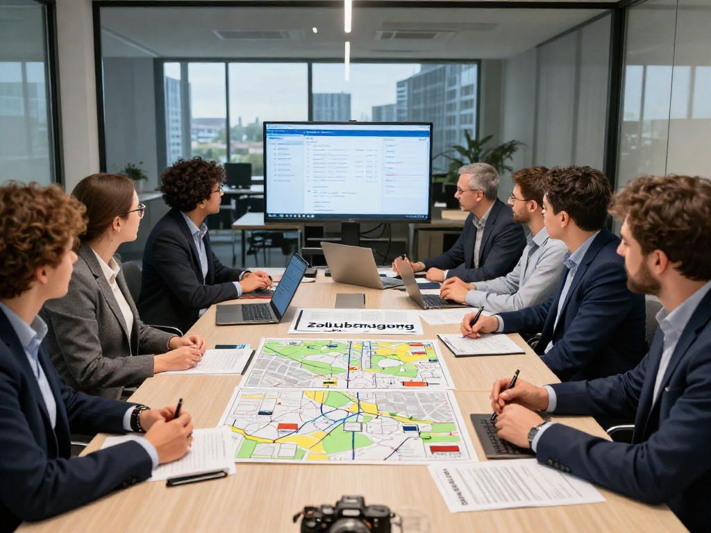 Zollabfertigung Dortmund Diskussion in modernem Büro mit Logistikexperten.