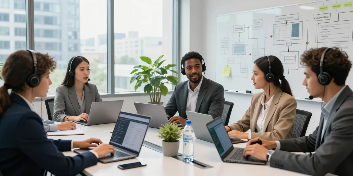 Team collaborating on small business IT support solutions in a modern office environment.
