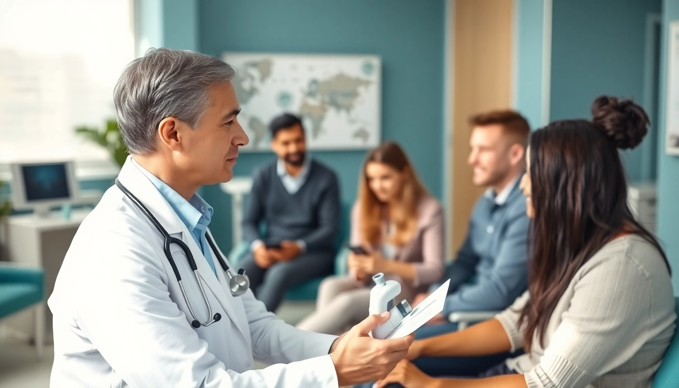 Engaging comprehensive health assessment Sydney with healthcare provider and diverse patients in a modern clinic.