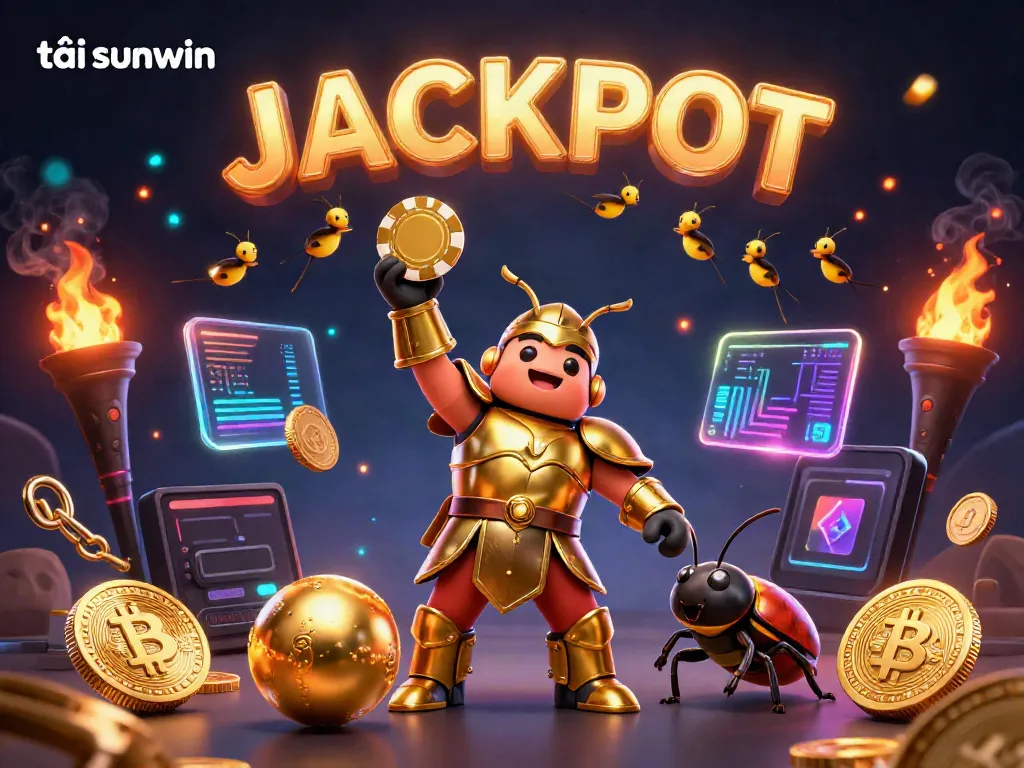 Experience the thrill of gaming by downloading tải sunwin, where a heroic beetle leads the victory with vibrant casino elements.