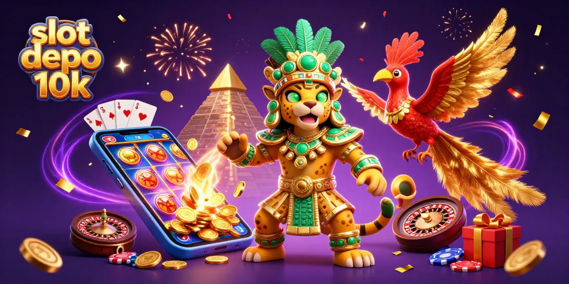 Experience thrill with slot depo 10k in this vibrant 3D casino illustration bursting with action.