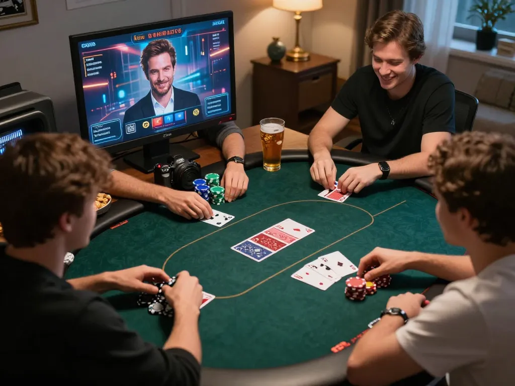 Engaging poker session at home showcasing 566 players in friendly competition.