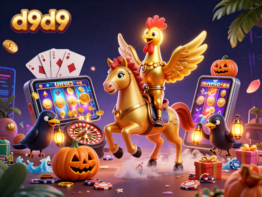 Naglalaro ng slot sa d9d9 habang nagbubunton ng gintong barya at nakatagpo ng jackpot.