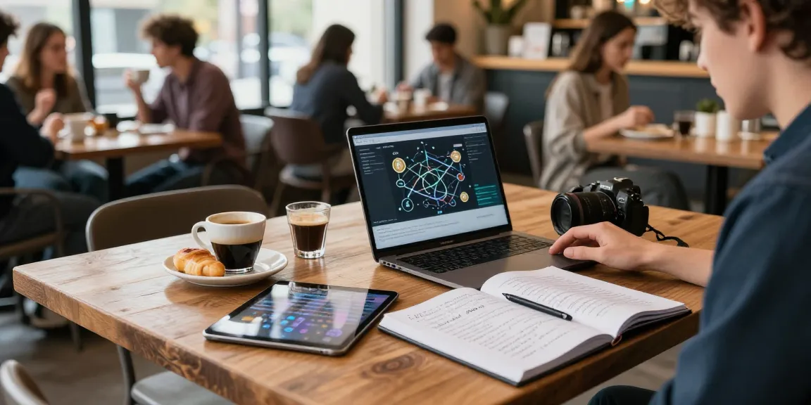 cloud mining service analysis at a coffee shop with cryptocurrency whitepapers and blockchain research