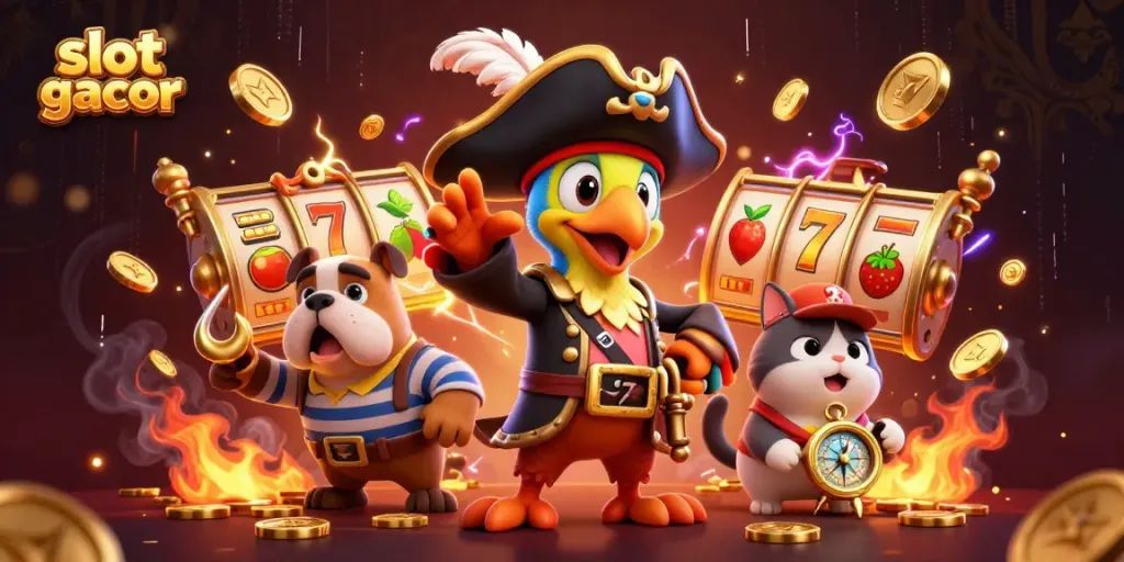 Experience the excitement of slot gacor with a vibrant 3D illustration featuring dynamic casino elements.