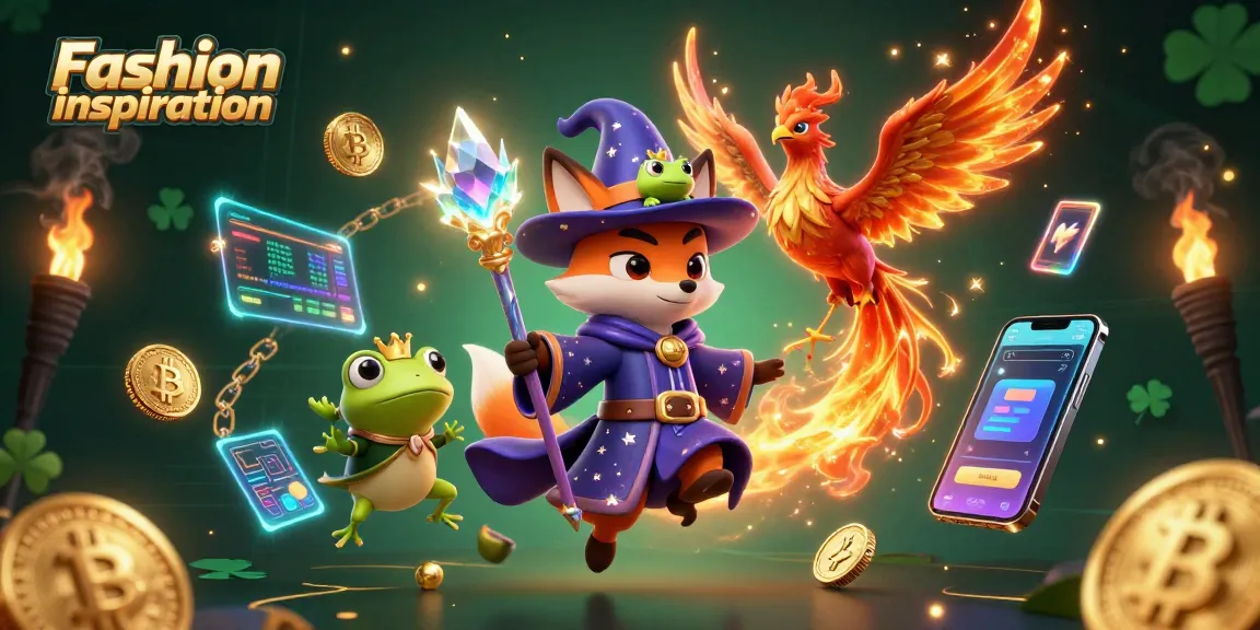 Experience fashion inspiration in a dynamic casino scene with mystical characters and crypto elements.