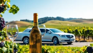 Enjoying langley wine tours with a luxurious limousine amidst stunning vineyards.