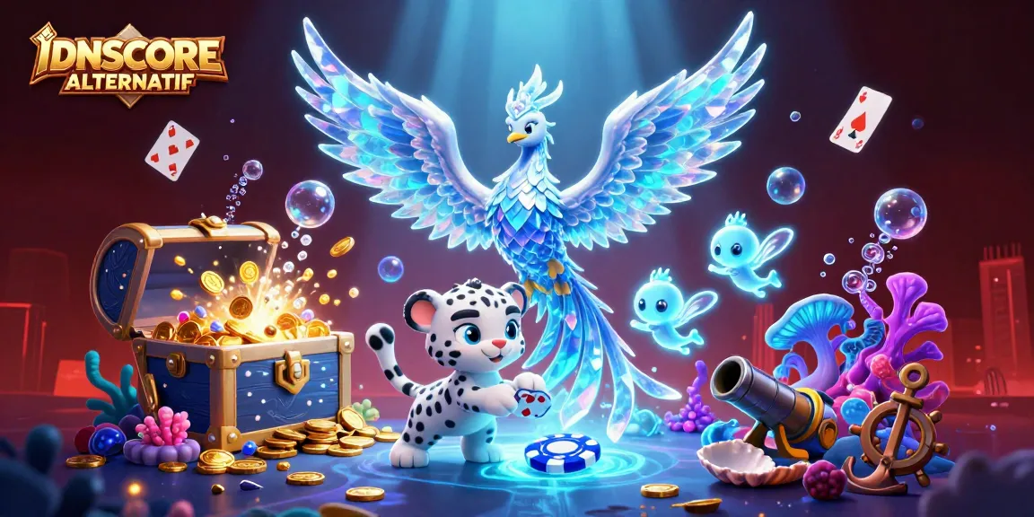 Experience thrilling gameplay with IDNSCORE ALTERNATIF in a vibrant 3D casino scene filled with excitement.