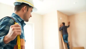 Contractor providing spray foam removal estimate in modern home setting.