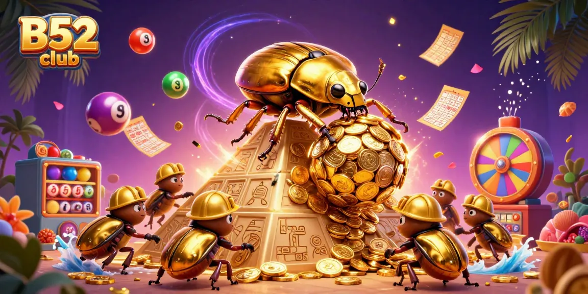 B52 club players engage with exciting lottery elements in a vibrant casino scene.