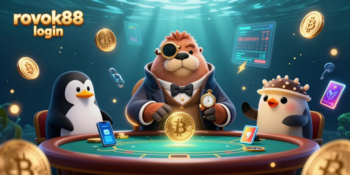 Join the action with rokok88 login at a vibrant underwater poker scene featuring a jolly walrus and friends.