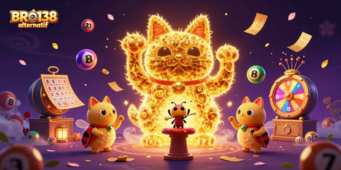 Experience the excitement of BRO138 alternatif with golden lucky cat and vibrant casino elements.