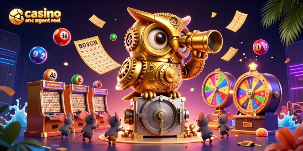 Plongez dans l'univers du casino en ligne argent réel avec une scène animée captivante.