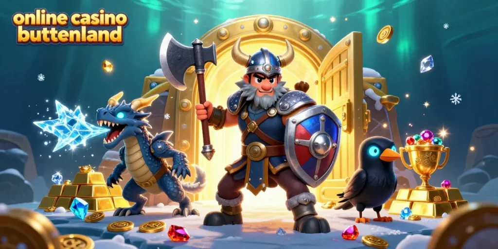 Immerse in thrilling online casino buitenland action with a 3D Viking wolf warrior, dragon, and treasure!