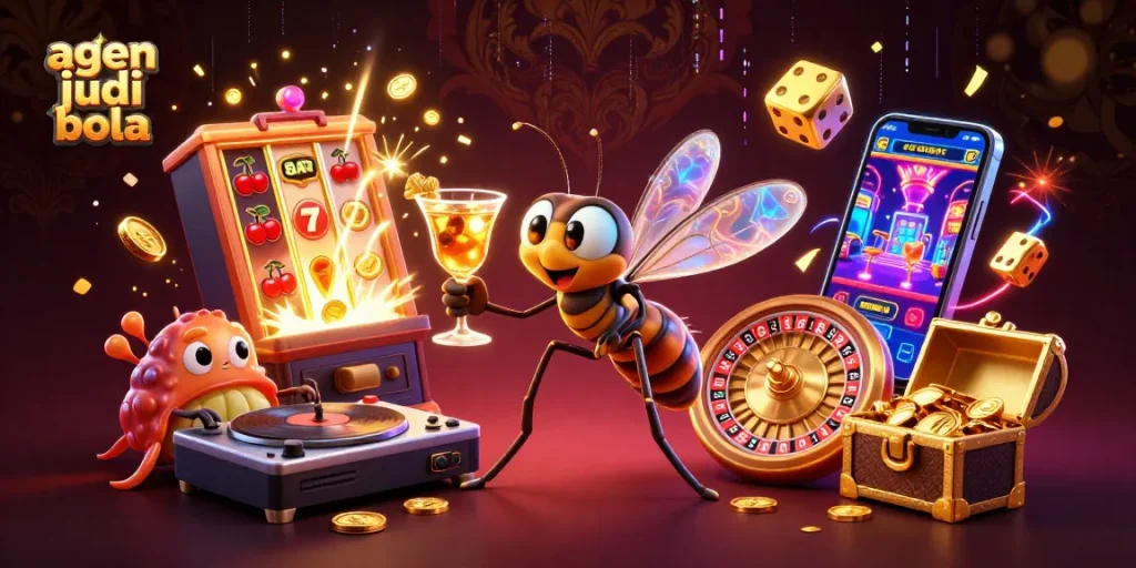 Experience thrilling sports betting action with agen judi bola featuring vibrant casino elements.